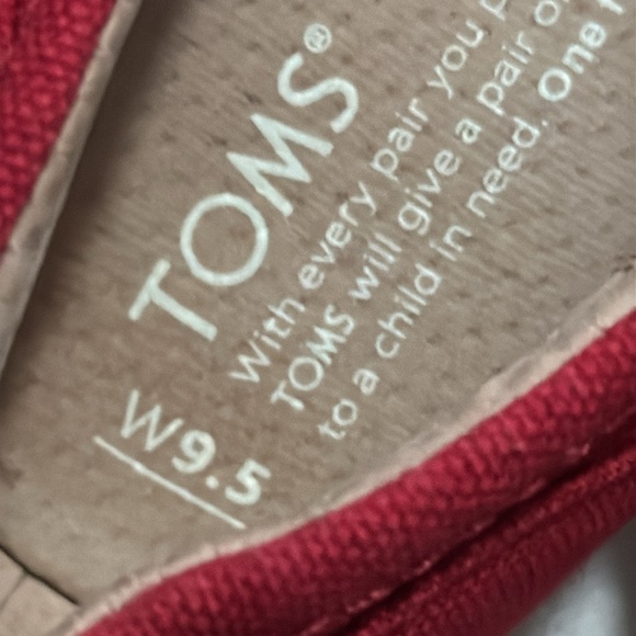 Toms Espadrille Wedge Peep Toe Sandals-Sz 9.5-Red Cotton Cloth - Picture 10 of 16